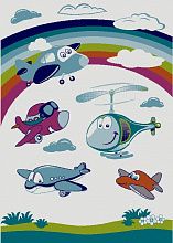 Пушистый детский ковер Sonic Kids Самолеты 3333 IA1 W