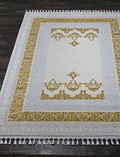 Ковер длинноворсовый голубой HUNKAR 08074A BLUE / GOLD